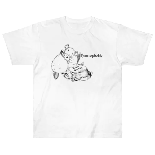 バター怖い　チンチラ　白黒 Heavyweight T-Shirt