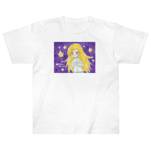 水色の星と少女 ヘビーウェイトTシャツ