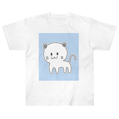 2D猫のしろぺ（青） Heavyweight T-Shirt