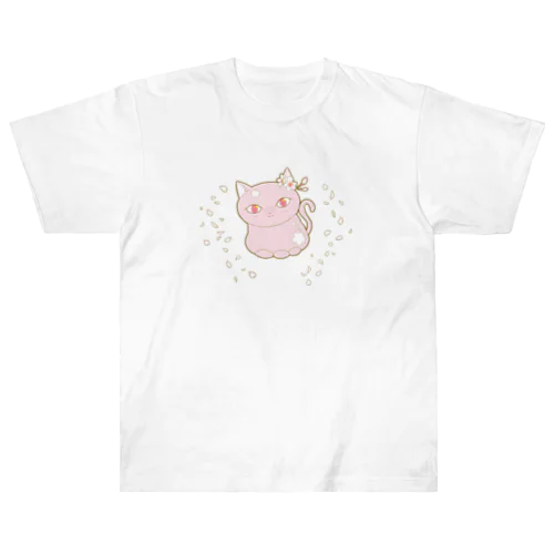 四季猫さん(春/桜)(ピンク) Heavyweight T-Shirt