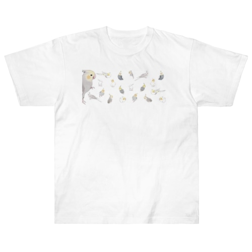 あつまれオカメインコちゃん【まめるりはことり】 Heavyweight T-Shirt