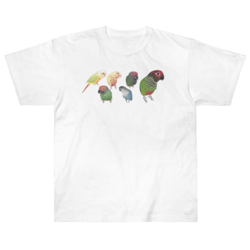 あつまれウロコインコちゃん【まめるりはことり】 Heavyweight T-Shirt