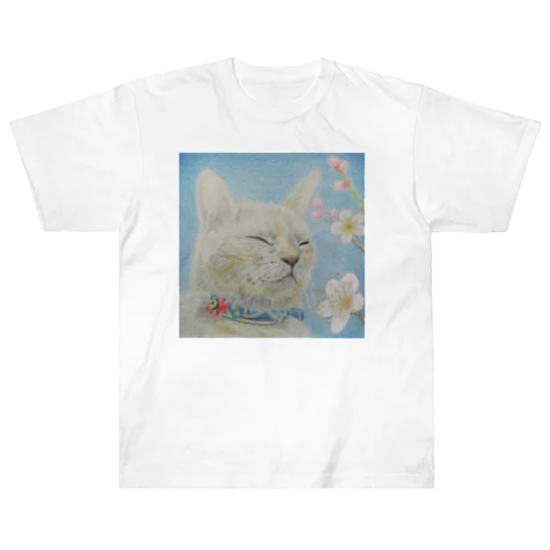 ねこ ぬくぬく Heavyweight T-Shirt