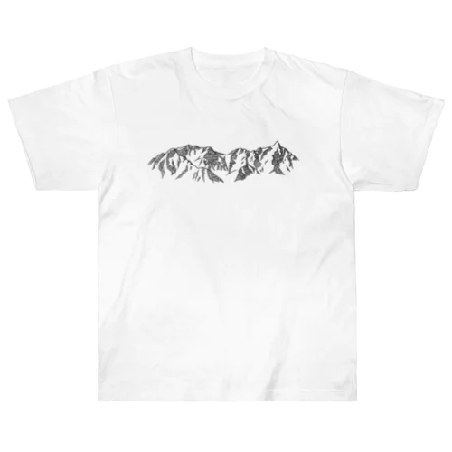 槍穂高連峰　黒ペン Heavyweight T-Shirt