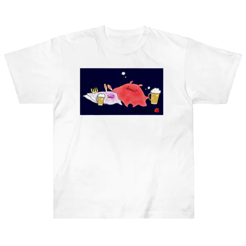 深海呑み（ウミウシ＆メンダコ）ブルー Heavyweight T-Shirt