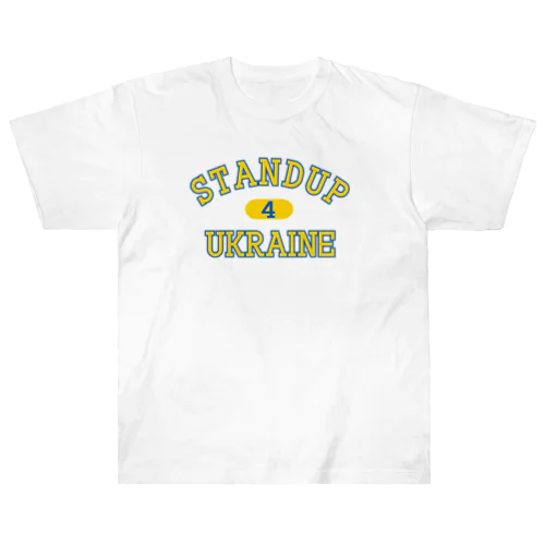 standup4ukraine黄色カレッジロゴ風 ヘビーウェイトTシャツ