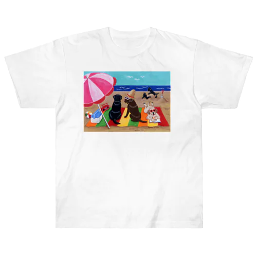 浜辺のラブラドール Heavyweight T-Shirt