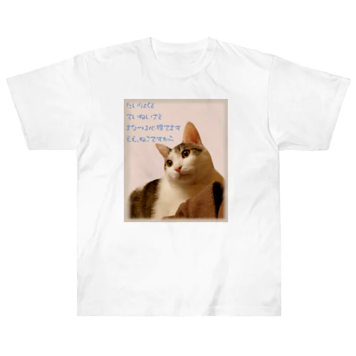 猫の「たてまえ」と「ほんね」に気づくかな？ ヘビーウェイトTシャツ