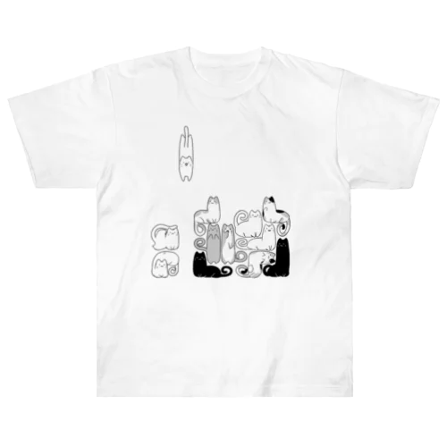 つみネコ(イラストモノクロ) ヘビーウェイトTシャツ