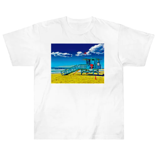 アメリカ ベニスビーチのライフガードステーション Heavyweight T-Shirt