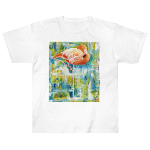 Flamingo art ヘビーウェイトTシャツ