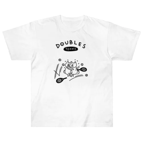 テニス　ダブルスに挑むイヌ Heavyweight T-Shirt