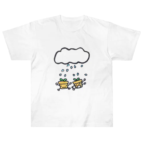 植木に雨を ヘビーウェイトTシャツ