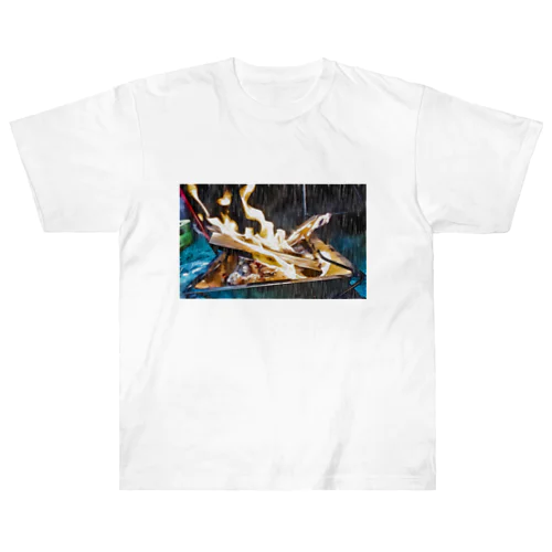 fire in rainy Heavyweight T-Shirt