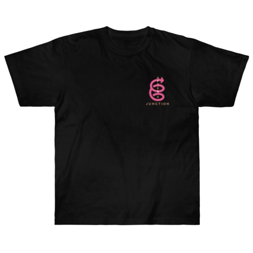 【6周年記念ロゴ】ヘビーウェイトTシャツ（ピンクロゴ／ブラック／背面あり） Heavyweight T-Shirt