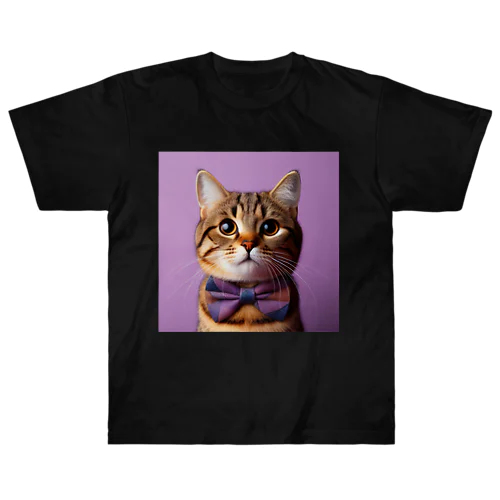 お洒落な猫ちゃん（蝶ネクタイシリーズ01） Heavyweight T-Shirt