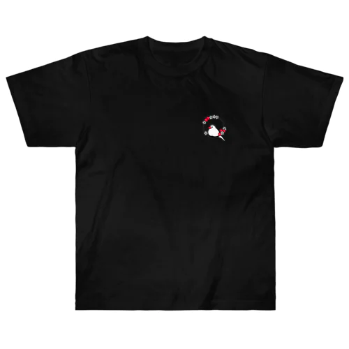 イチゴリースの白文鳥（白いフチドリ有り） ヘビーウェイトTシャツ