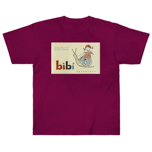 スペイン・バルセロナ　1965年 bibiカタツムリに乗る女の子 Heavyweight T-Shirt