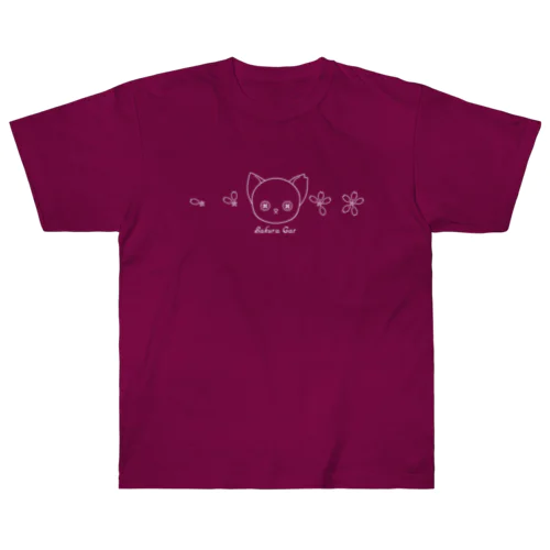 Sakura Cat 【♀】白 Heavyweight T-Shirt