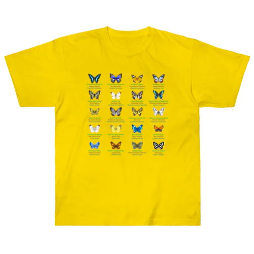 日本の蝶 Butterflies of Japan 1（本州、四国、九州  Honshu, Shikoku, Kyushu）★英名、和名、学名 [ライトカラー] Heavyweight T-Shirt