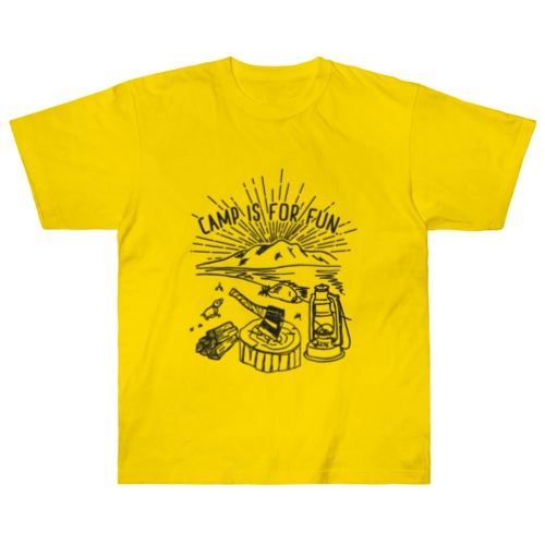 キャンプは楽しむもの01(黒文字) Heavyweight T-Shirt