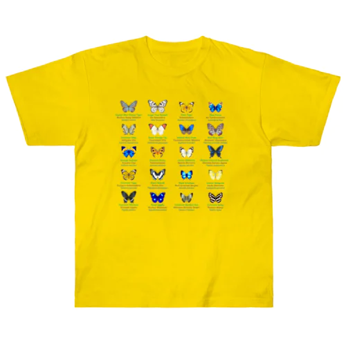 日本の蝶 Butterflies of Japan 2（南西諸島 Nansei Islands）★英名、和名、学名 [ライトカラー] Heavyweight T-Shirt