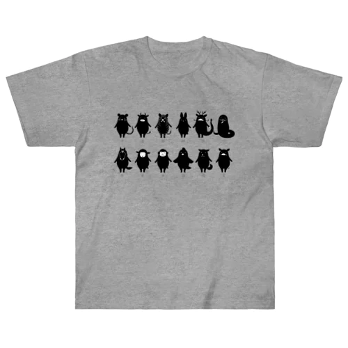十二支　「全員集合」黒 ヘビーウェイトTシャツ