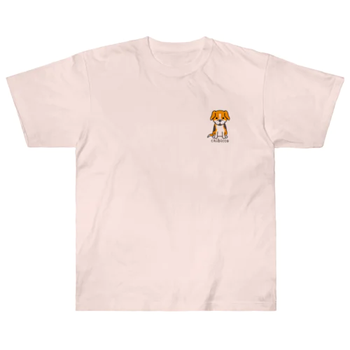 ぽっつんビーグル chibicco (黒文字) ヘビーウェイトTシャツ