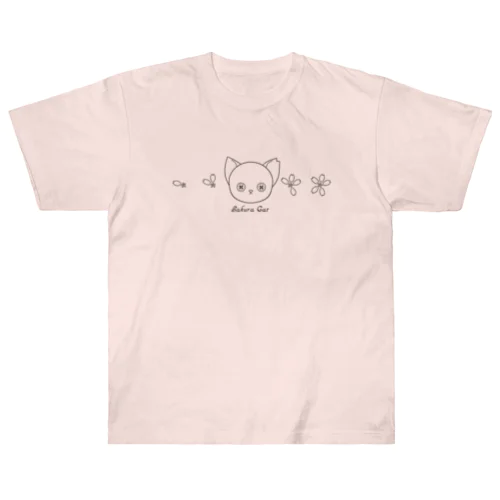 Sakura Cat【♀】黒 ヘビーウェイトTシャツ