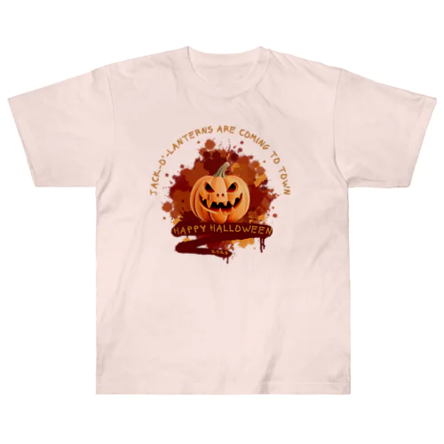 ハロウィンのかぼちゃ「ジャック・オー・ランタン」 ヘビーウェイトTシャツ