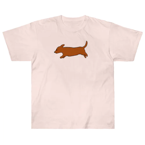 走る犬 ダックス ブラウン（レッド） Heavyweight T-Shirt