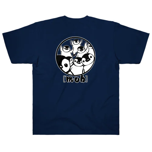 【バックプリント】ペンギン[mob]（しろくろ） ヘビーウェイトTシャツ