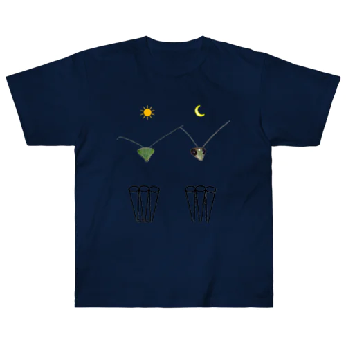 カマキリの昼と夜の複眼（絵文字、背景透過ver） Heavyweight T-Shirt