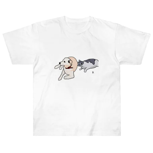 犬と猫 ヘビーウェイトTシャツ