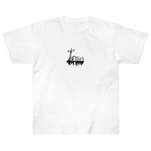 シティロゴ＆シルエット Tシャツ 白 Heavyweight T-Shirt