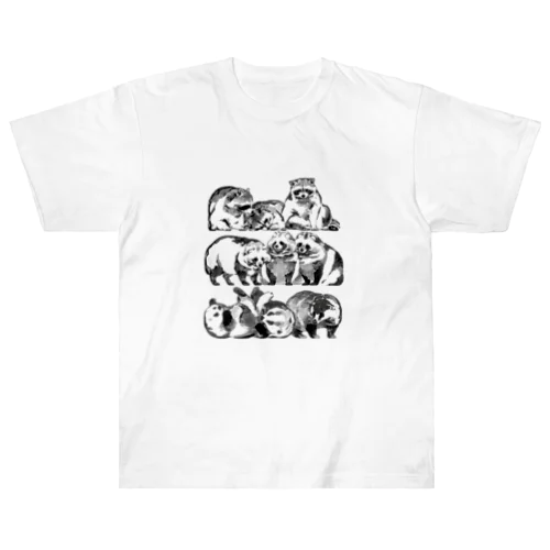 ムジナ（白黒） ヘビーウェイトTシャツ