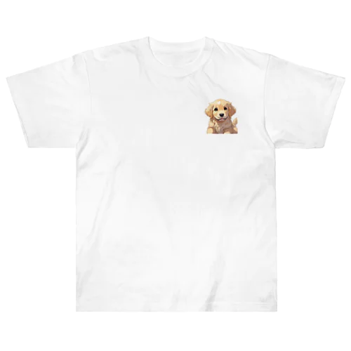 子犬のゴールデンレトリバー ヘビーウェイトTシャツ