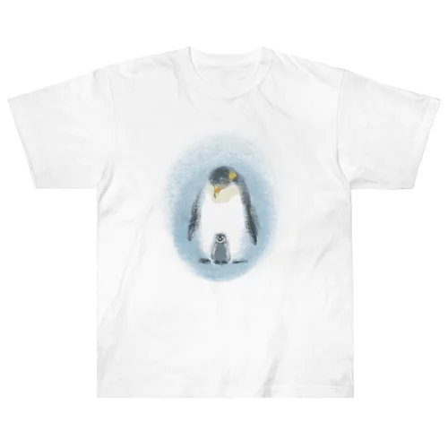 いきものイラスト（皇帝ペンギンの親子） ヘビーウェイトTシャツ