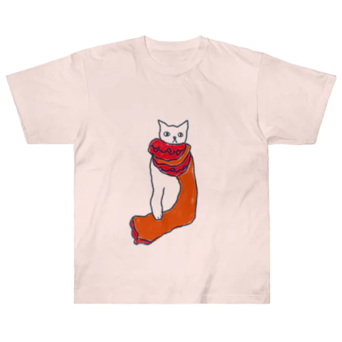 cat with a scarf Heavyweight T-Shirt