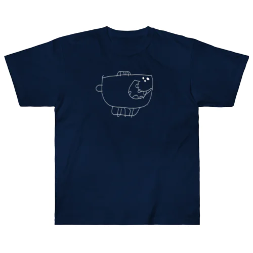３歳画伯の「サメさん」 Heavyweight T-Shirt