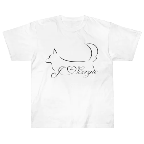 I Love Corgis 尻尾あり（ロゴブラック） ヘビーウェイトTシャツ