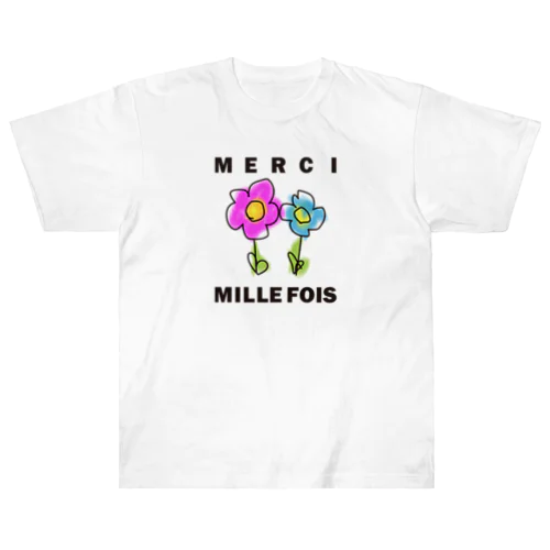 MERCI MILLE FOIS【めっちゃありがとう】フランス語でアピールする ヘビーウェイトTシャツ