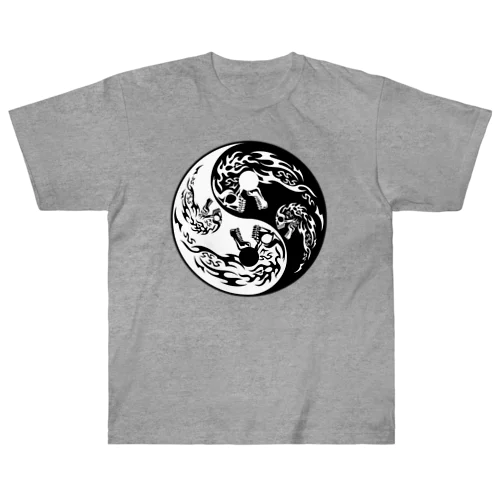 陰陽二連髑髏 旋転（オリジナル家紋シリーズ） Heavyweight T-Shirt