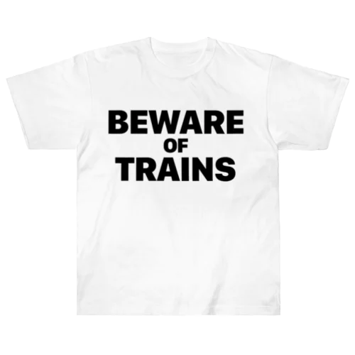 【道路標識】BEWARE OF TRAINS（汽車に注意）（踏切） Heavyweight T-Shirt