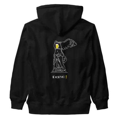 彫刻 × BEER（サモトラケのニケ）白線画 Heavyweight Zip Hoodie