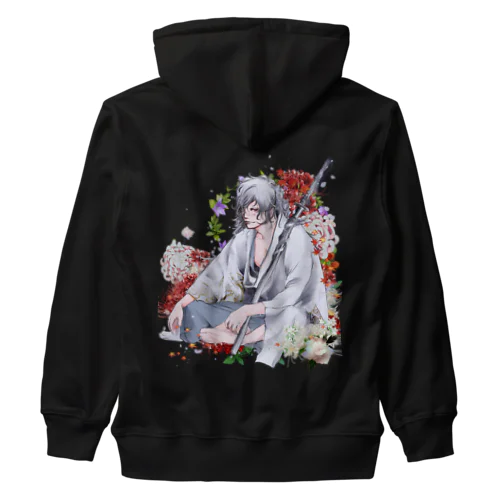 和装男子:白い彼岸花 Heavyweight Zip Hoodie