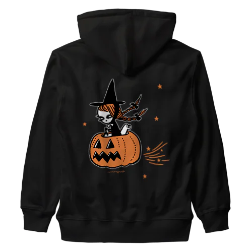 The Pumpkin Riding Witch Heavyweight Zip Hoodie