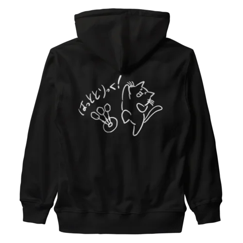 はっとねこ_白ライン Heavyweight Zip Hoodie