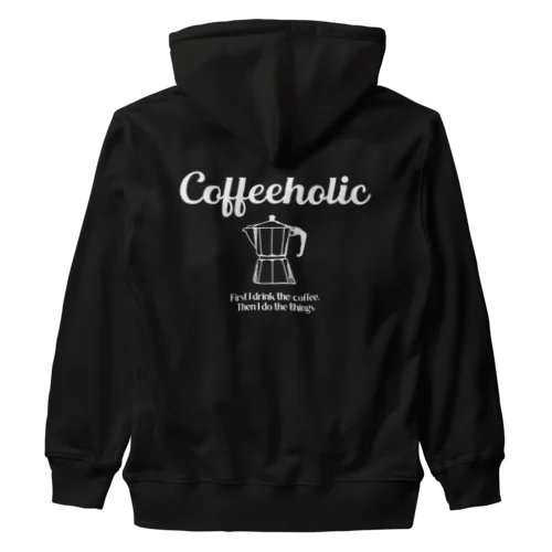 COFFEEHOLIC white logo ヘビーウェイトジップパーカー