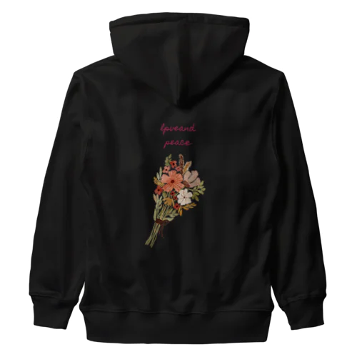 花束柄loveandpeace Heavyweight Zip Hoodie